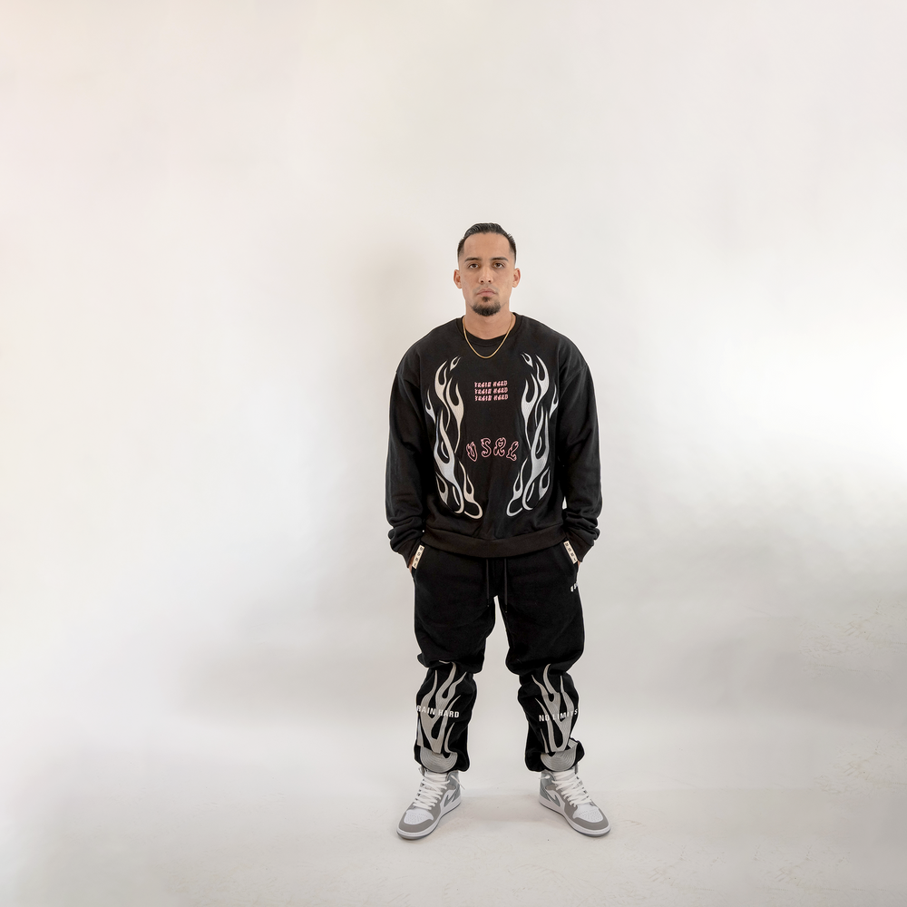 Train Hard (Black) Heavy Oversized Sweater