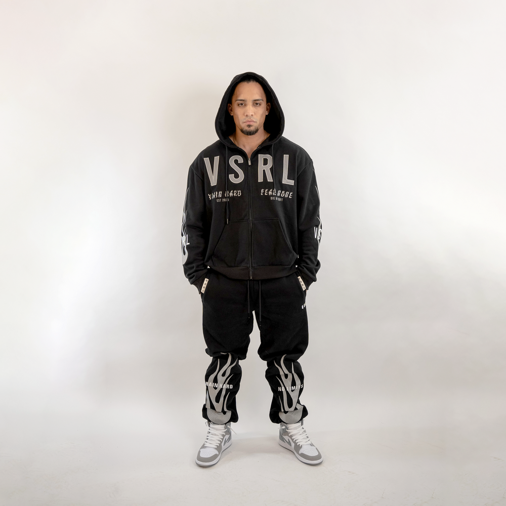 Fear None (Black) Heavy Oversized Zip Up Hoodie