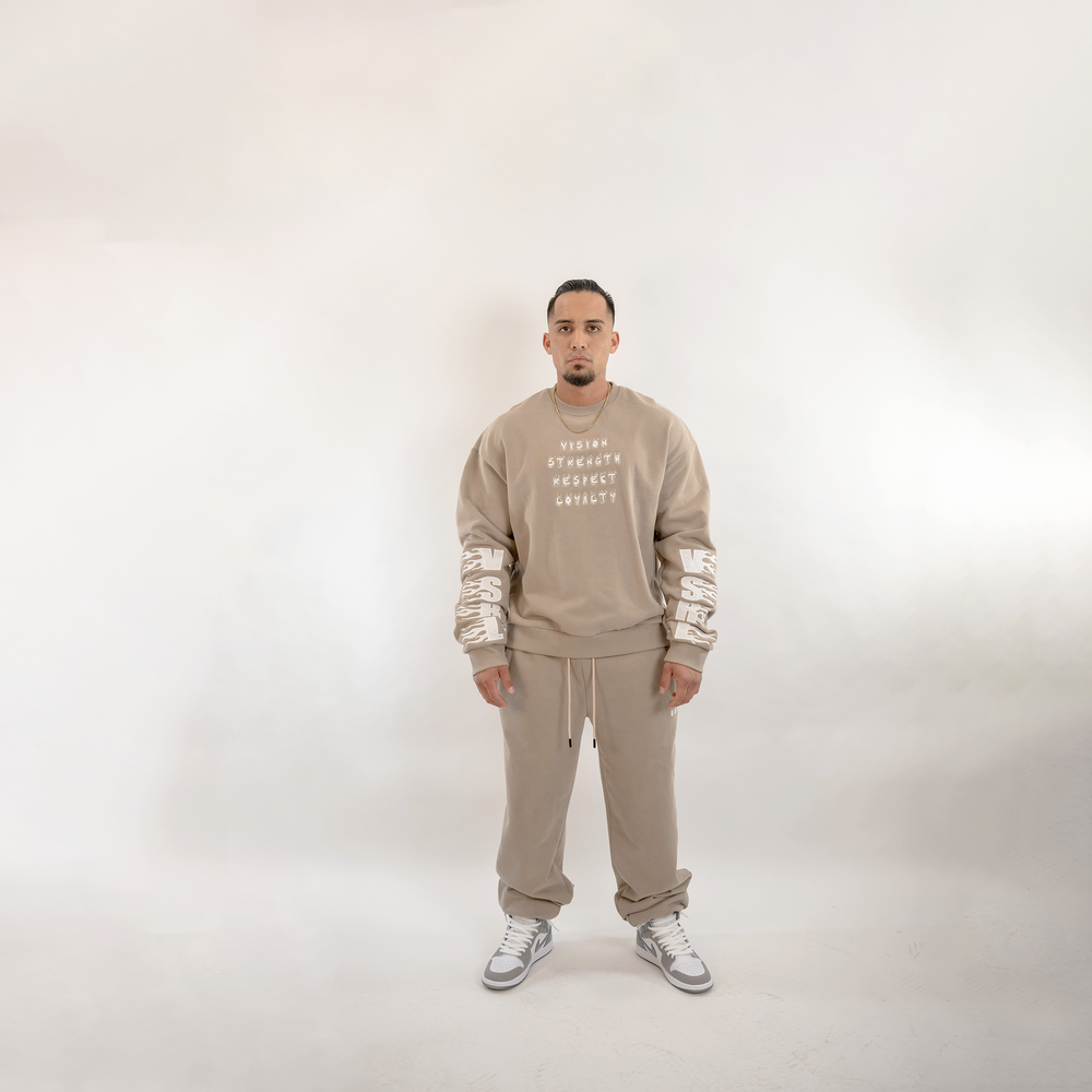 
                      
                        "VSRL Gauntlet" (Sand) Heavy Oversized Sweater
                      
                    