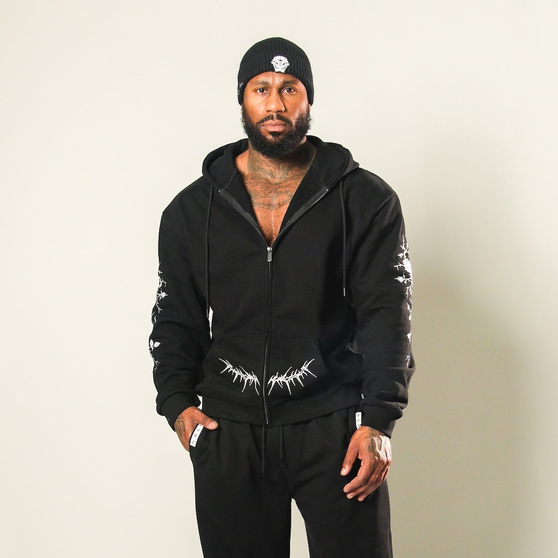 Thorns (Black) Heavy Oversized Zip Up Hoodie