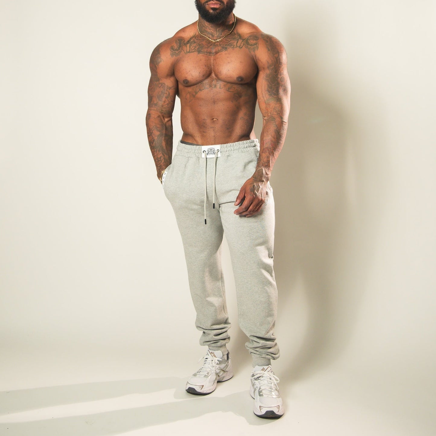 Heavyweight Fitted Stacked Joggers (Heather Grey)