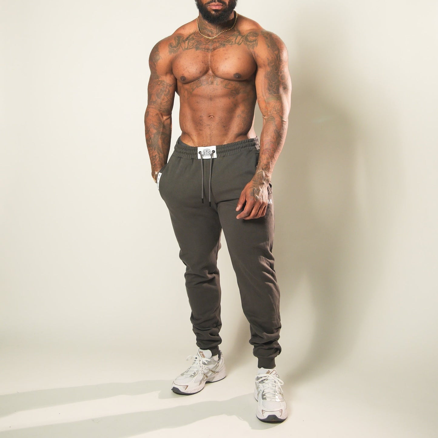 Heavyweight Fitted Stacked Joggers (Dark Grey)