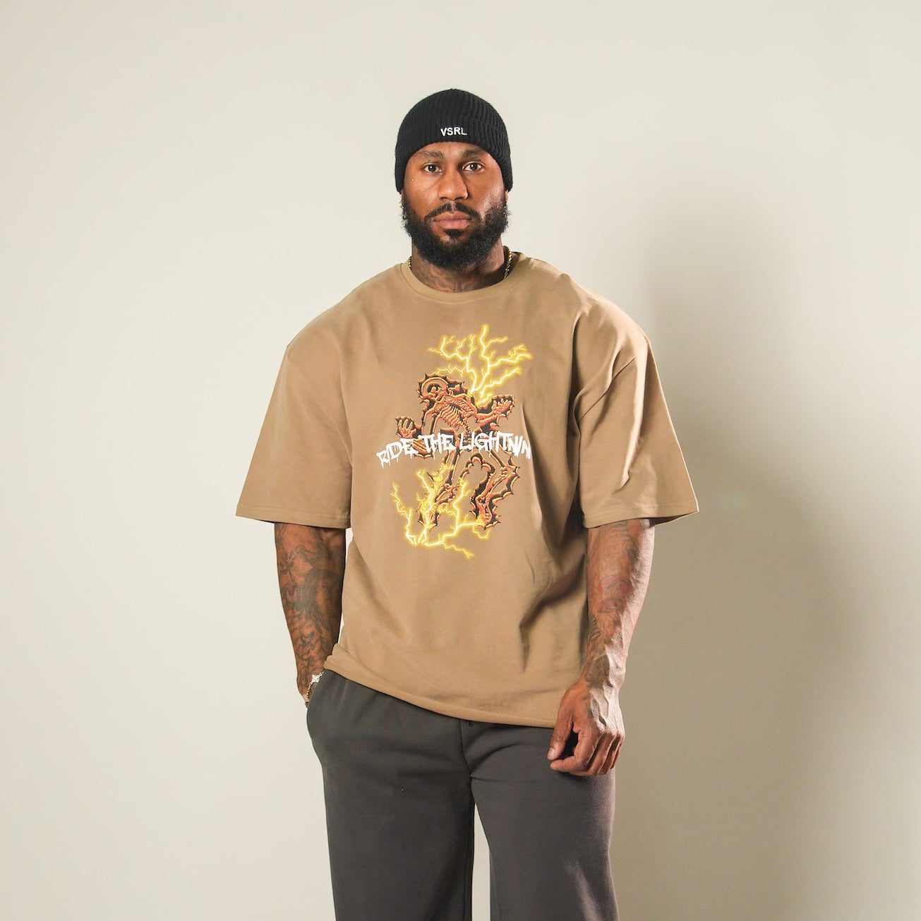 Ride the Lightning (Brown) Ultra-Heavy Super Oversized T