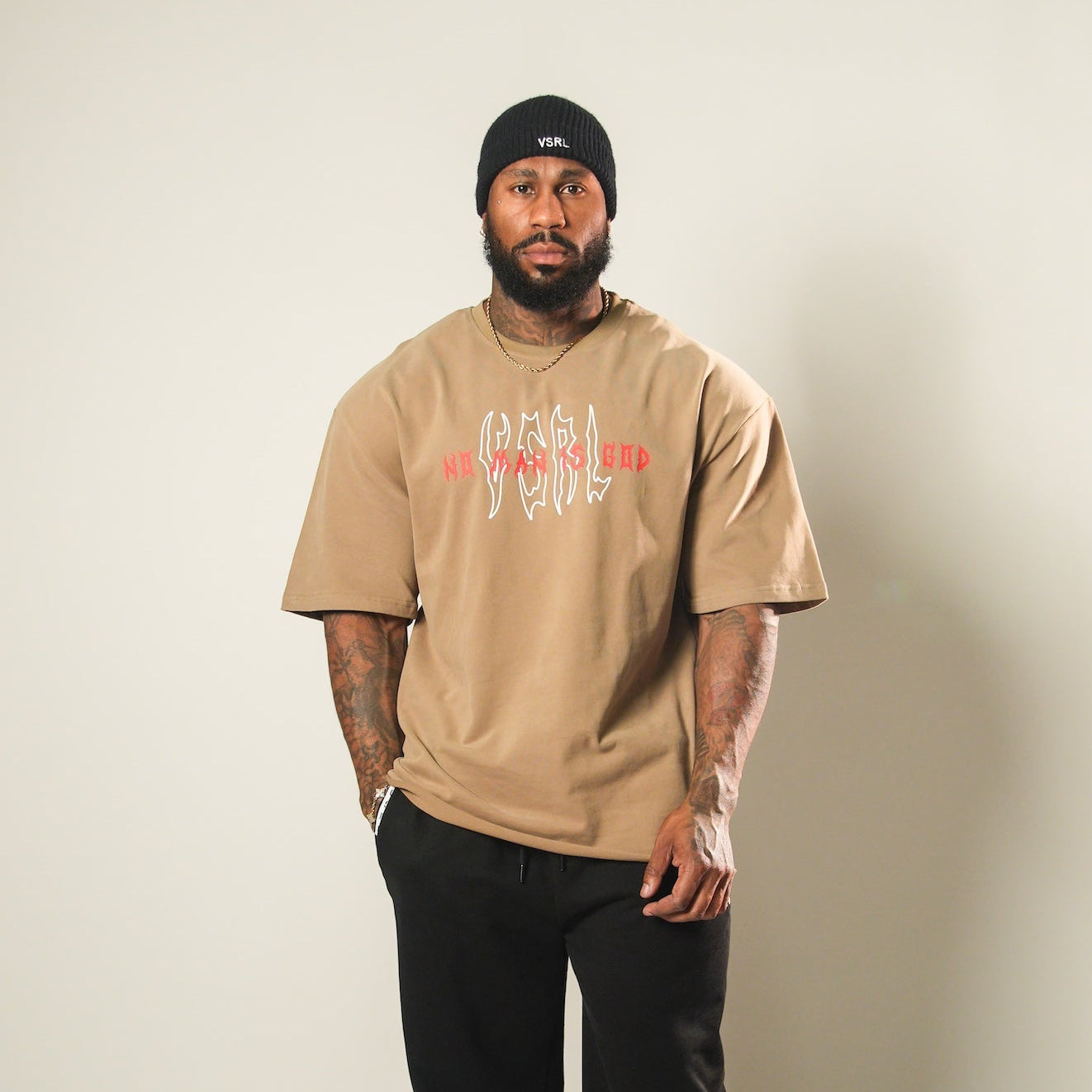 No Man is God (Brown) Ultra-Heavy Super Oversized T