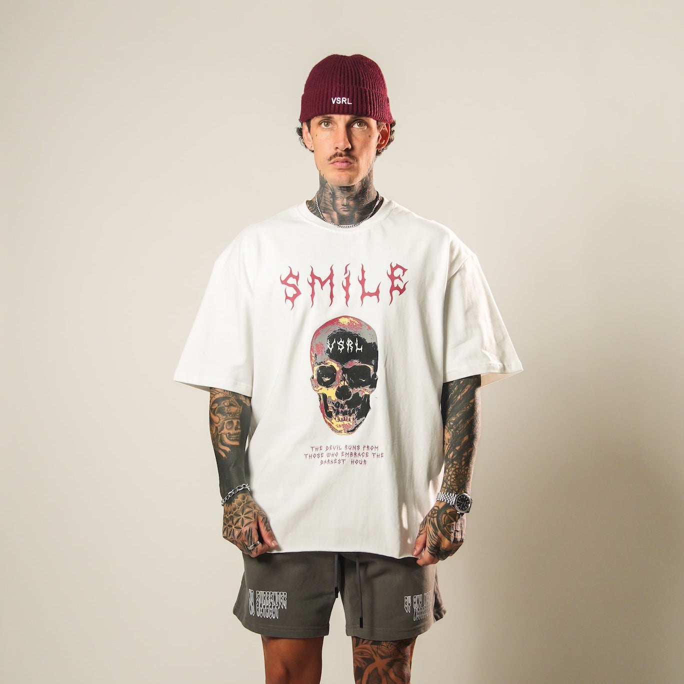 Smile (White) Ultra-Heavy Super Oversized T