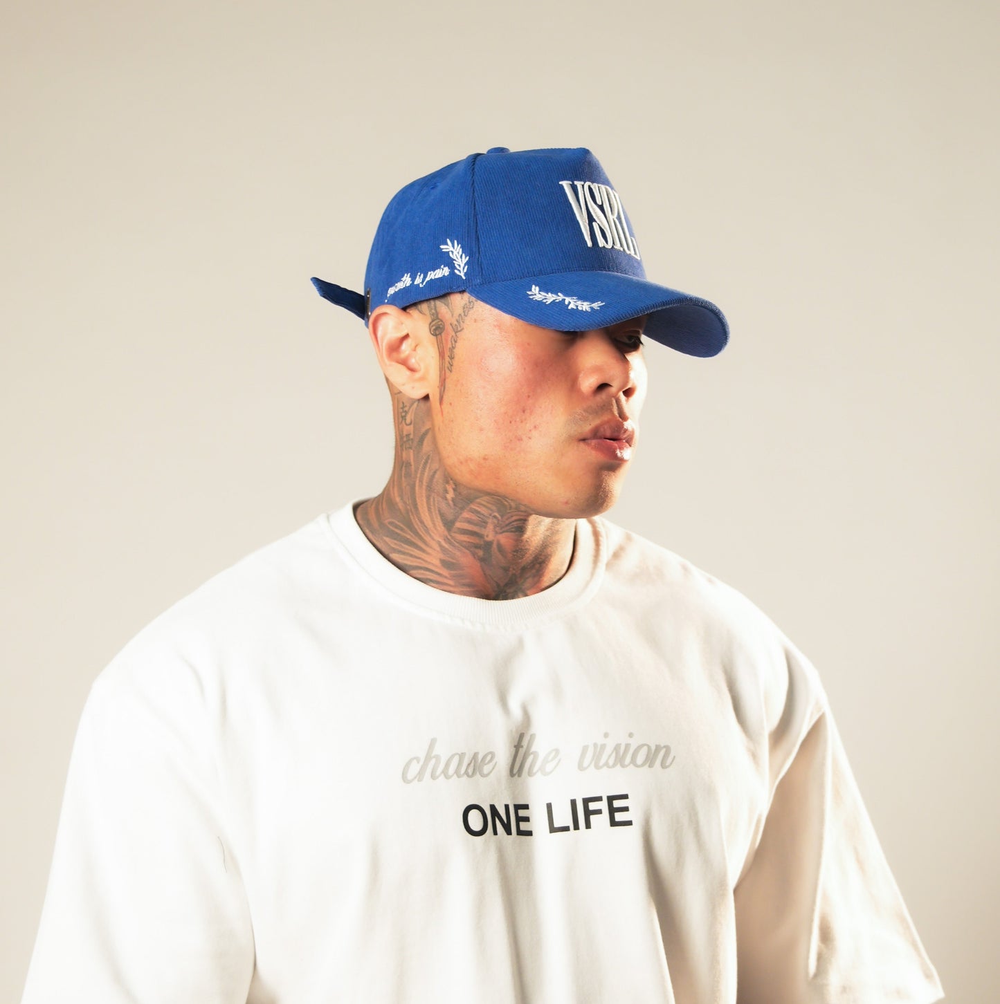 Floral VSRL Corduroy Hat (Deep Blue)