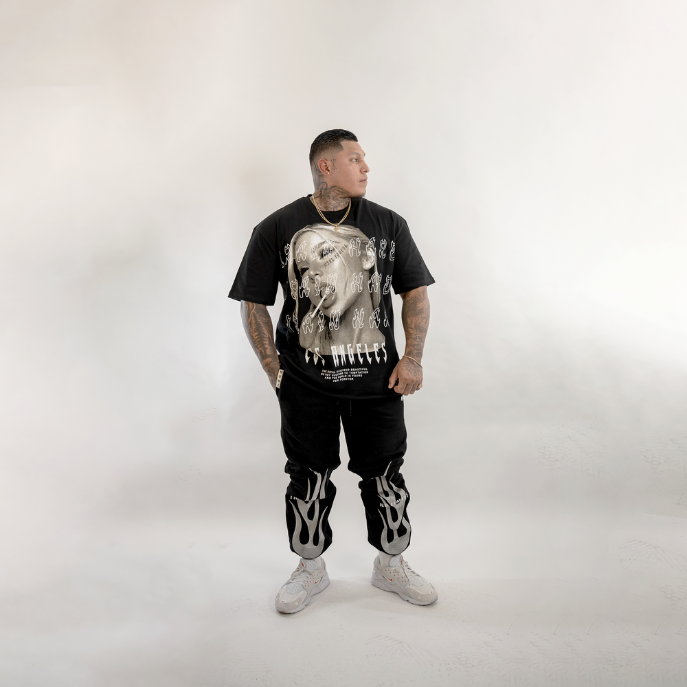 Temptation (Black) Ultra-Heavy Super Oversized T