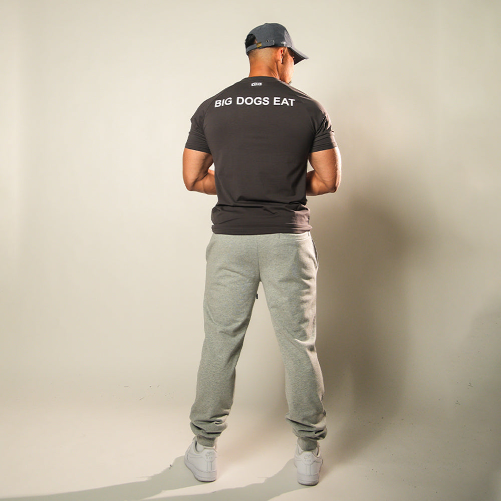 Big Dogs Eat (Dark Grey) Fitted T