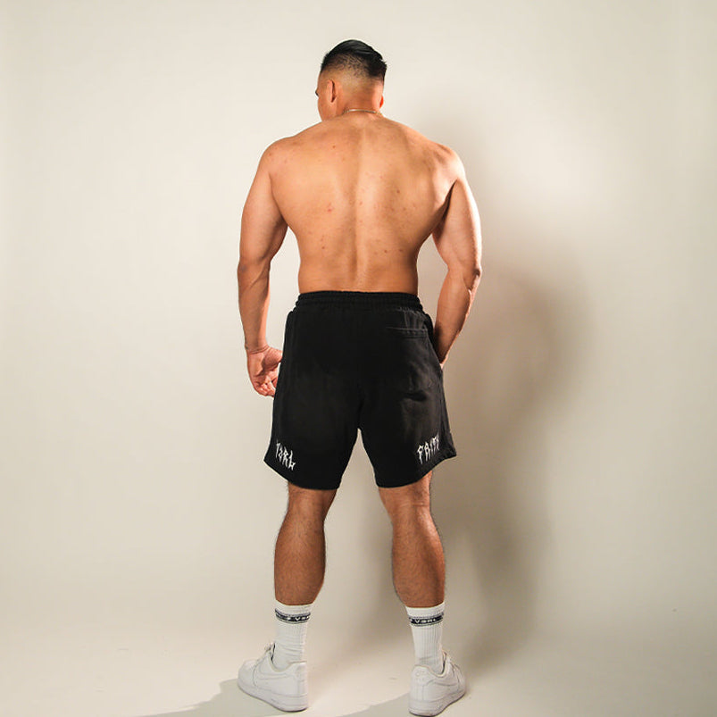 Faith (Sun Faded Black) Heavyweight Cotton Shorts