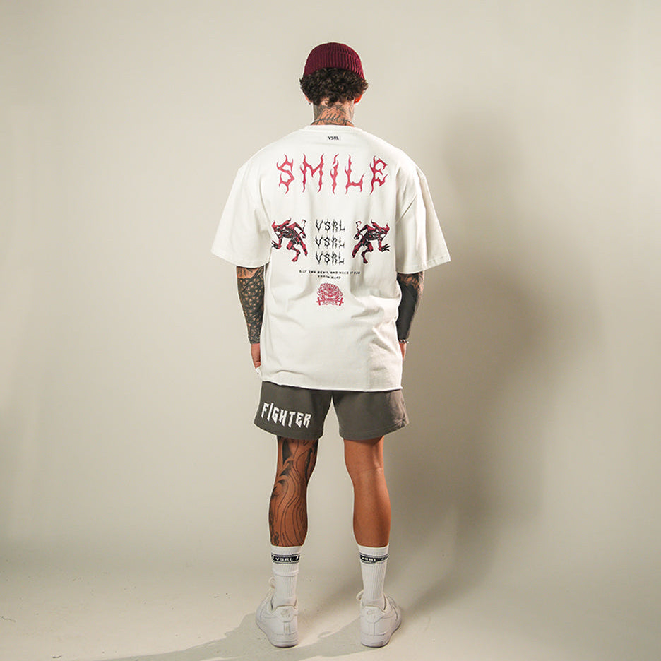 Smile (White) Ultra-Heavy Super Oversized T