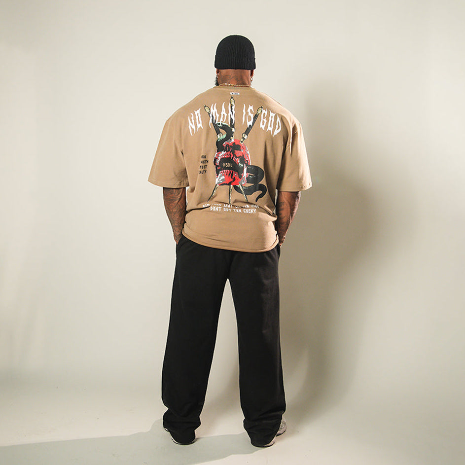No Man is God (Brown) Ultra-Heavy Super Oversized T