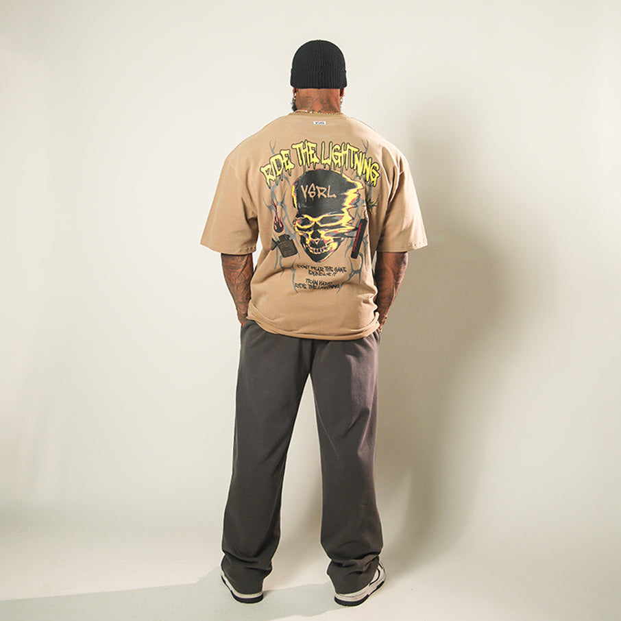 Ride the Lightning (Brown) Ultra-Heavy Super Oversized T