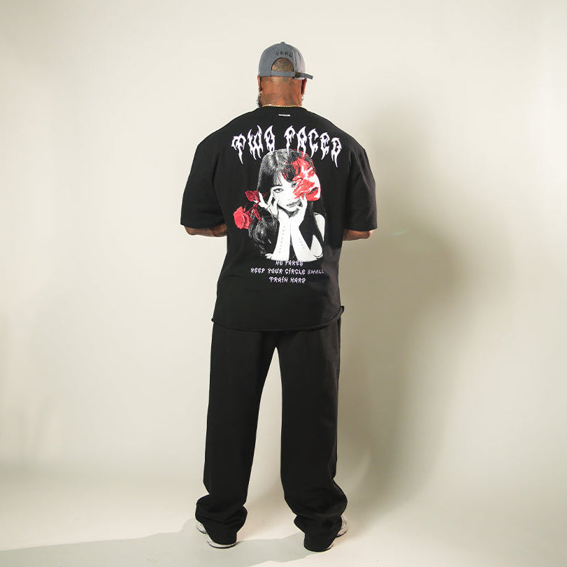 Two Faced (Black) Ultra-Heavy Super Oversized T