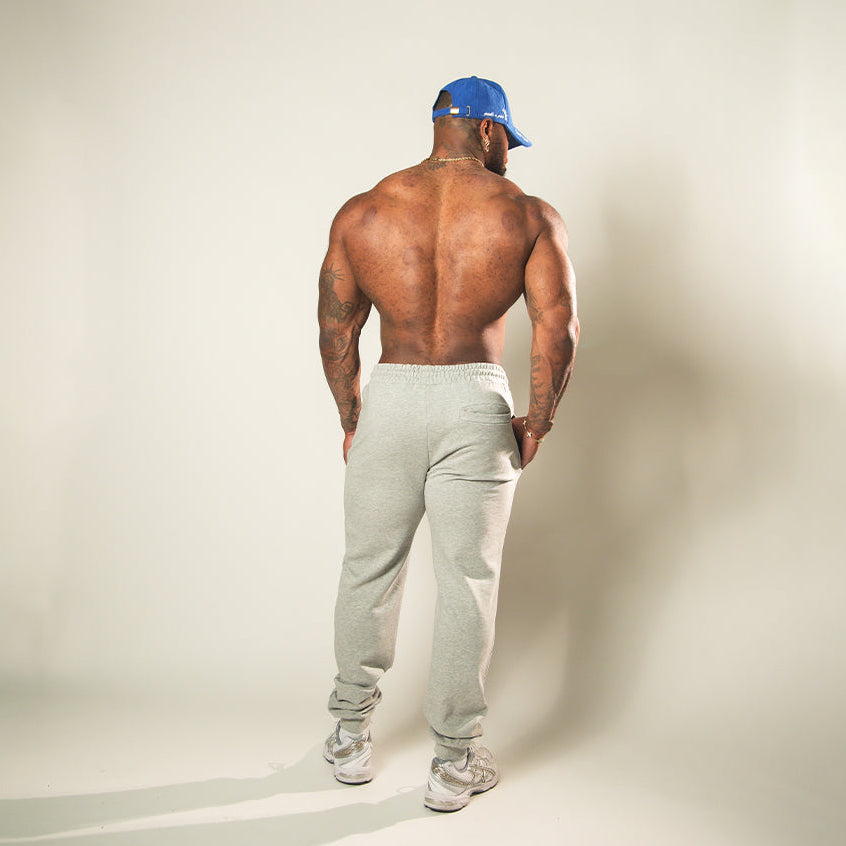 Heavyweight Fitted Stacked Joggers (Heather Grey)