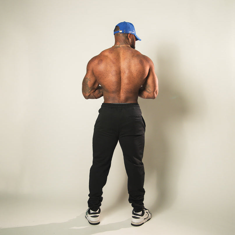 Heavyweight Fitted Stacked Joggers (Black)