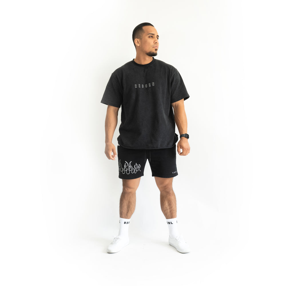 
                      
                        "White Flame" Above-Knee Shorts
                      
                    