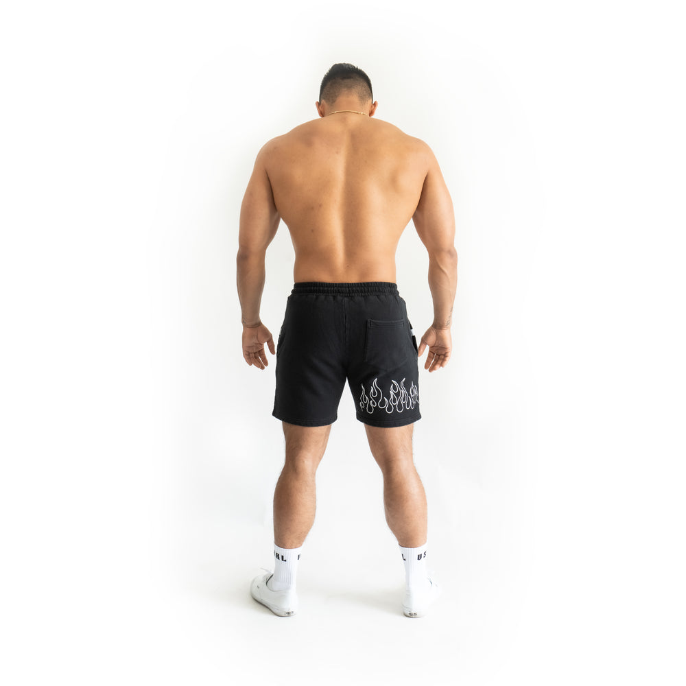 
                      
                        "White Flame" Above-Knee Shorts
                      
                    