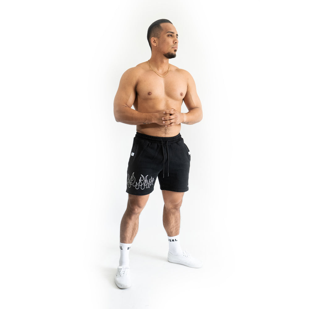 White Flame Above-Knee Shorts