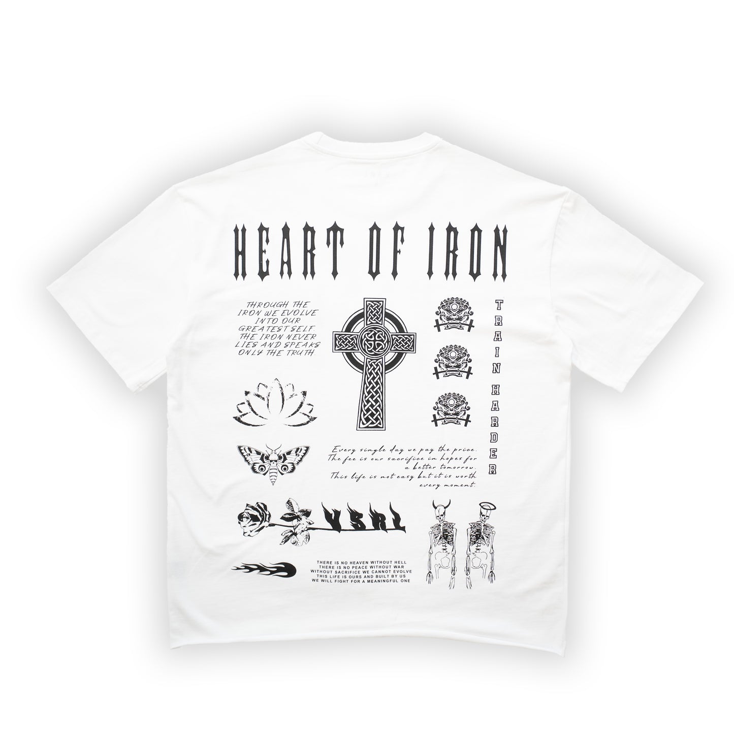 "Heart of Iron" (White) Ultra-Heavy Super Oversized T