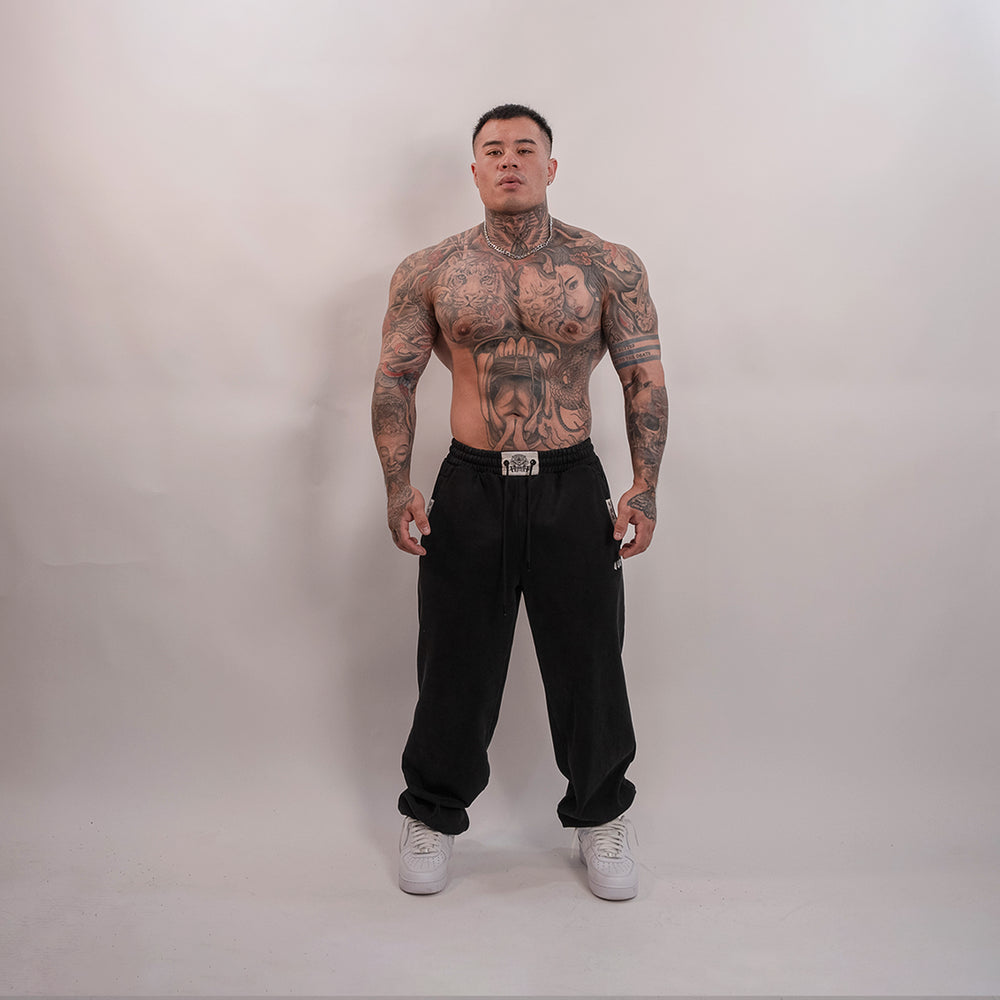 Acid Washed Black Heavyweight Baggy Joggers