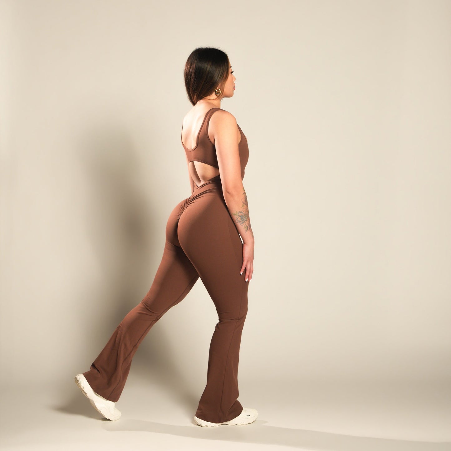 VSRL Hollowback Flared Jumpsuit (Coffee)