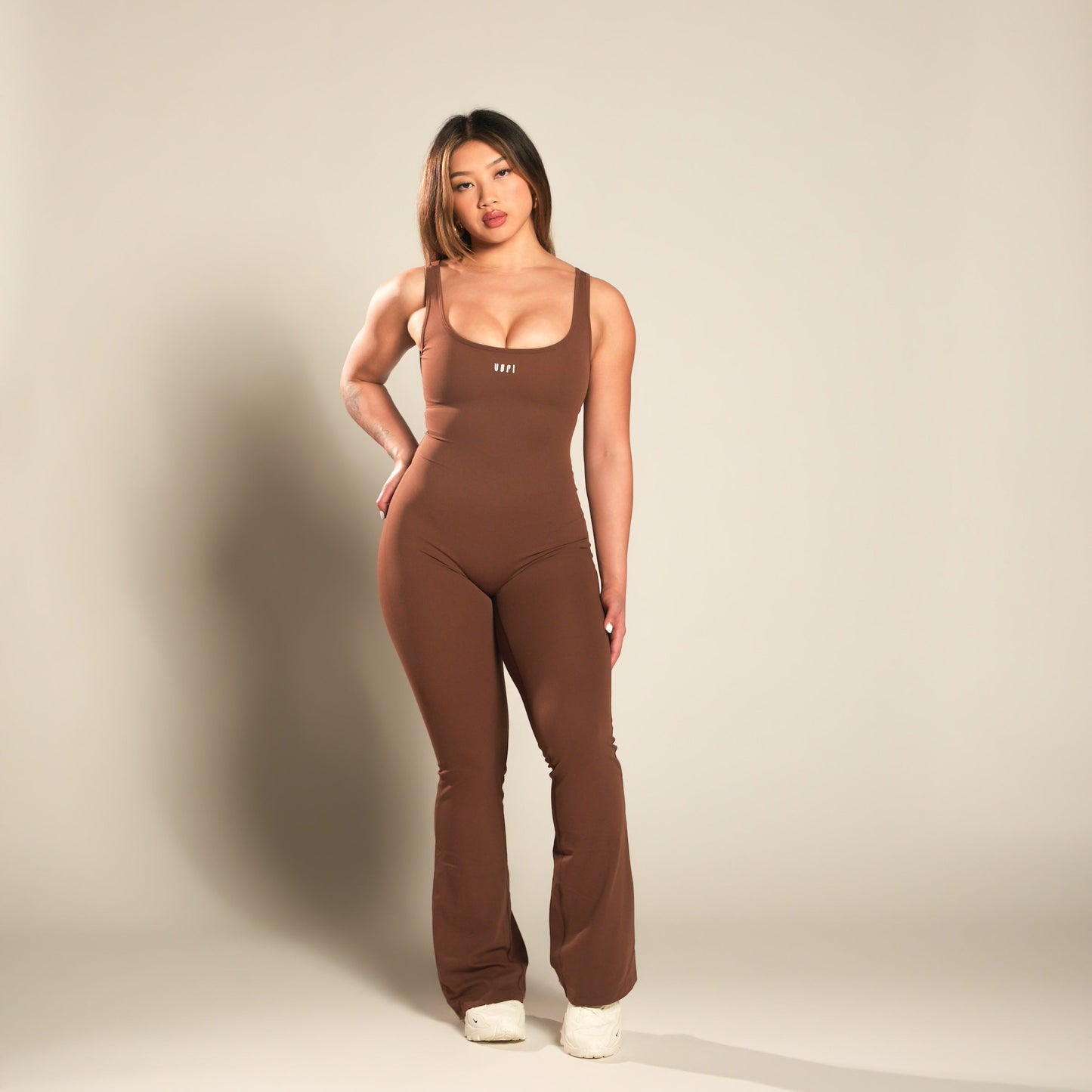 VSRL Hollowback Flared Jumpsuit (Coffee)