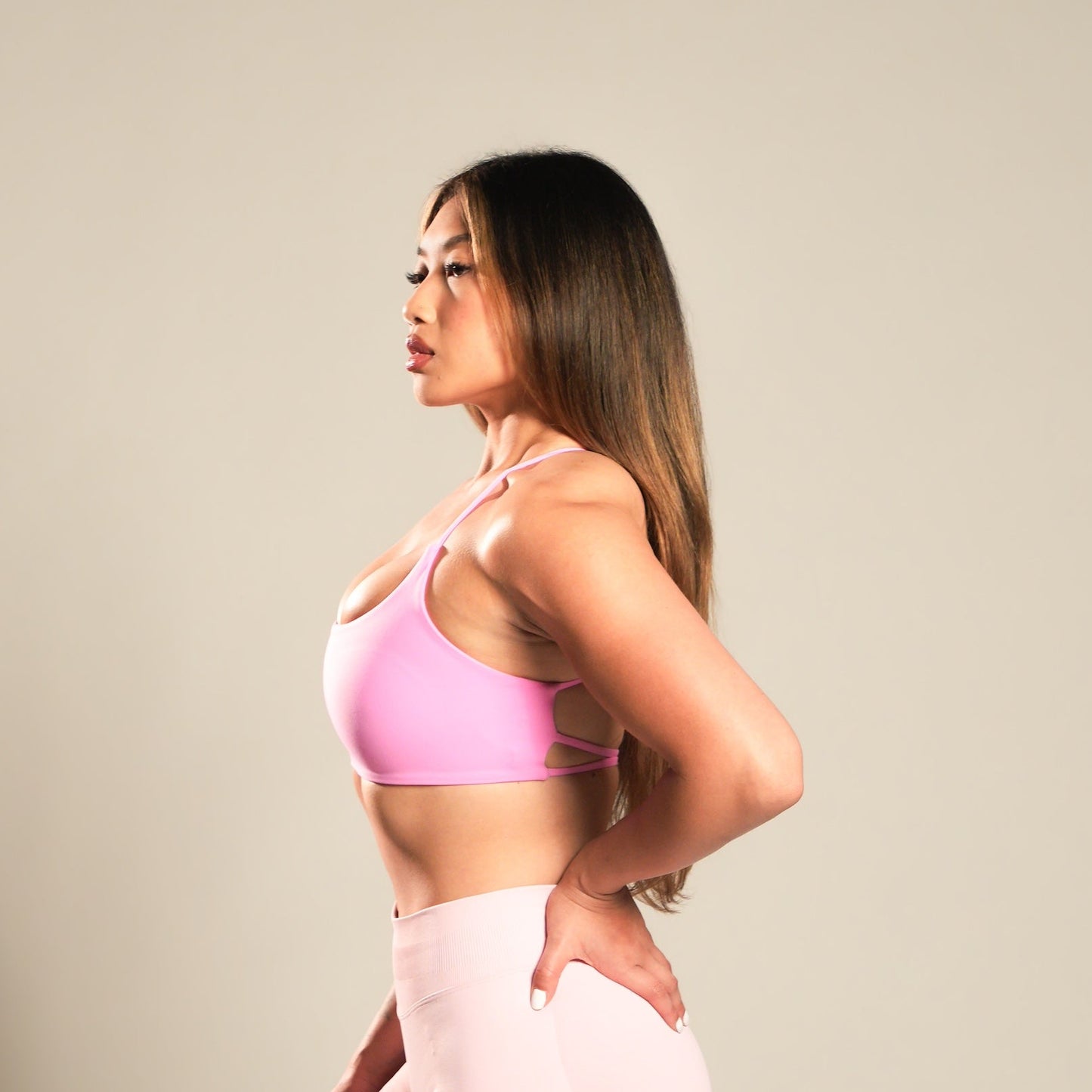 VSRL Curved Crossback Sports Bra (Soft Pink)