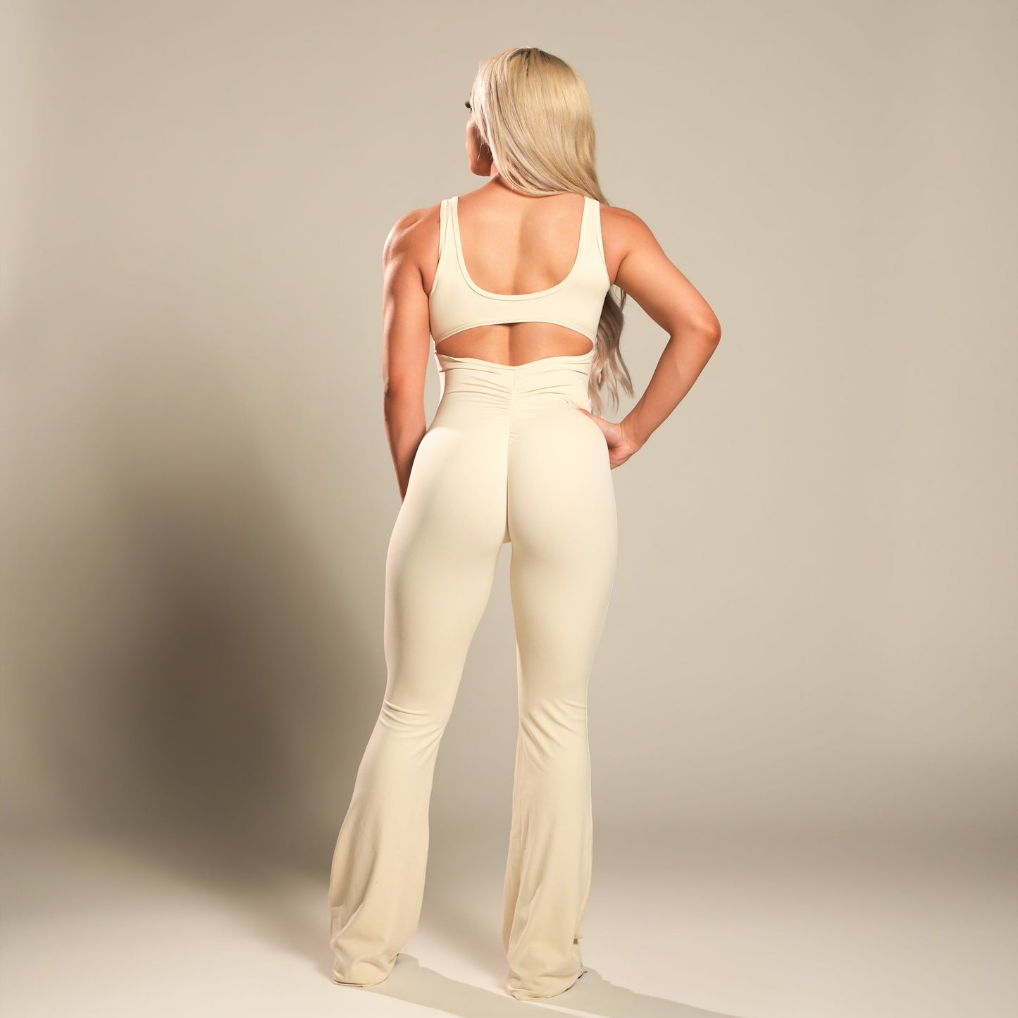 VSRL Hollowback Flared Jumpsuit (Apricot)