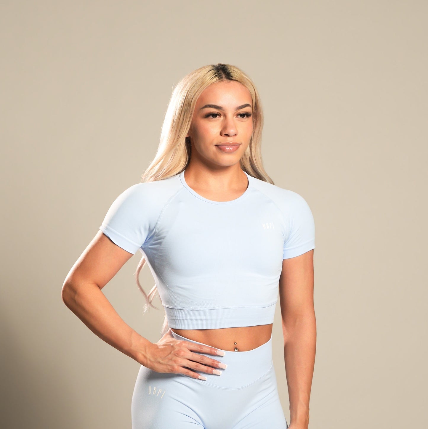 VSRL Active Cropped Short Sleeve T (Ice Blue)