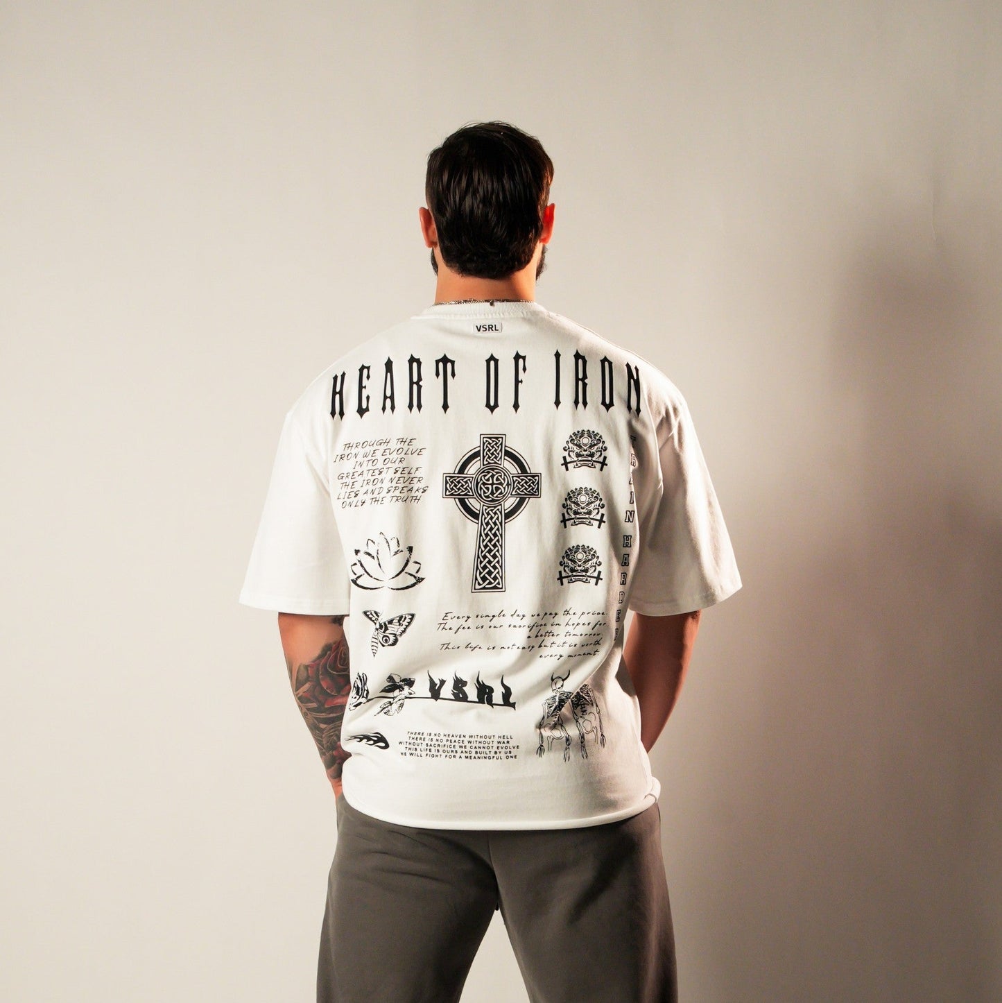 Heart Of Iron (White) Ultra-Heavy Super Oversized T