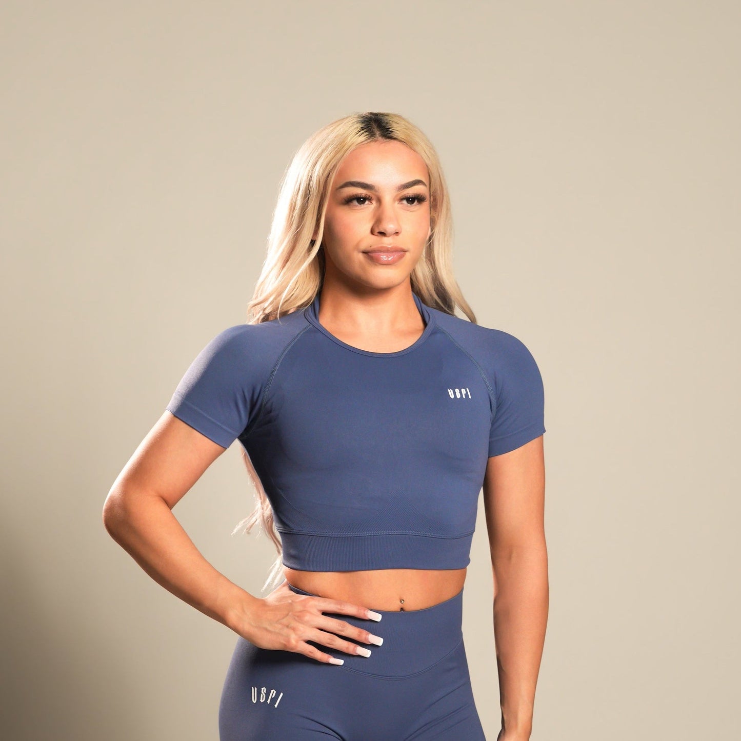 VSRL Active Cropped Short Sleeve T (Blue Grey)