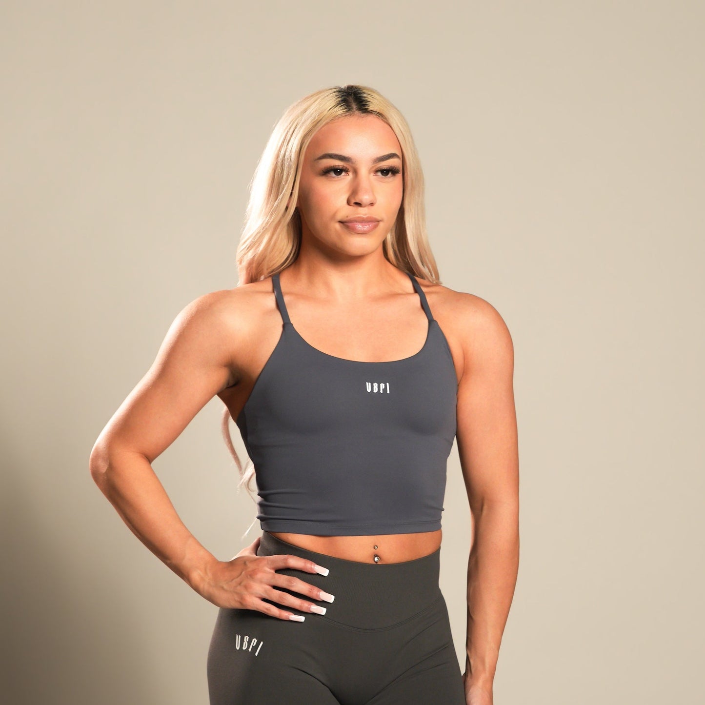 VSRL Strappy Crop Top (Dark Grey)