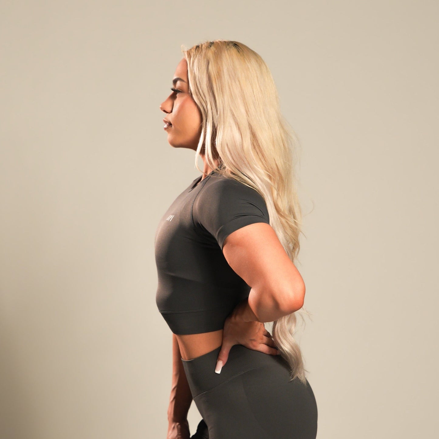 VSRL Active Cropped Short Sleeve T (Shark Grey)