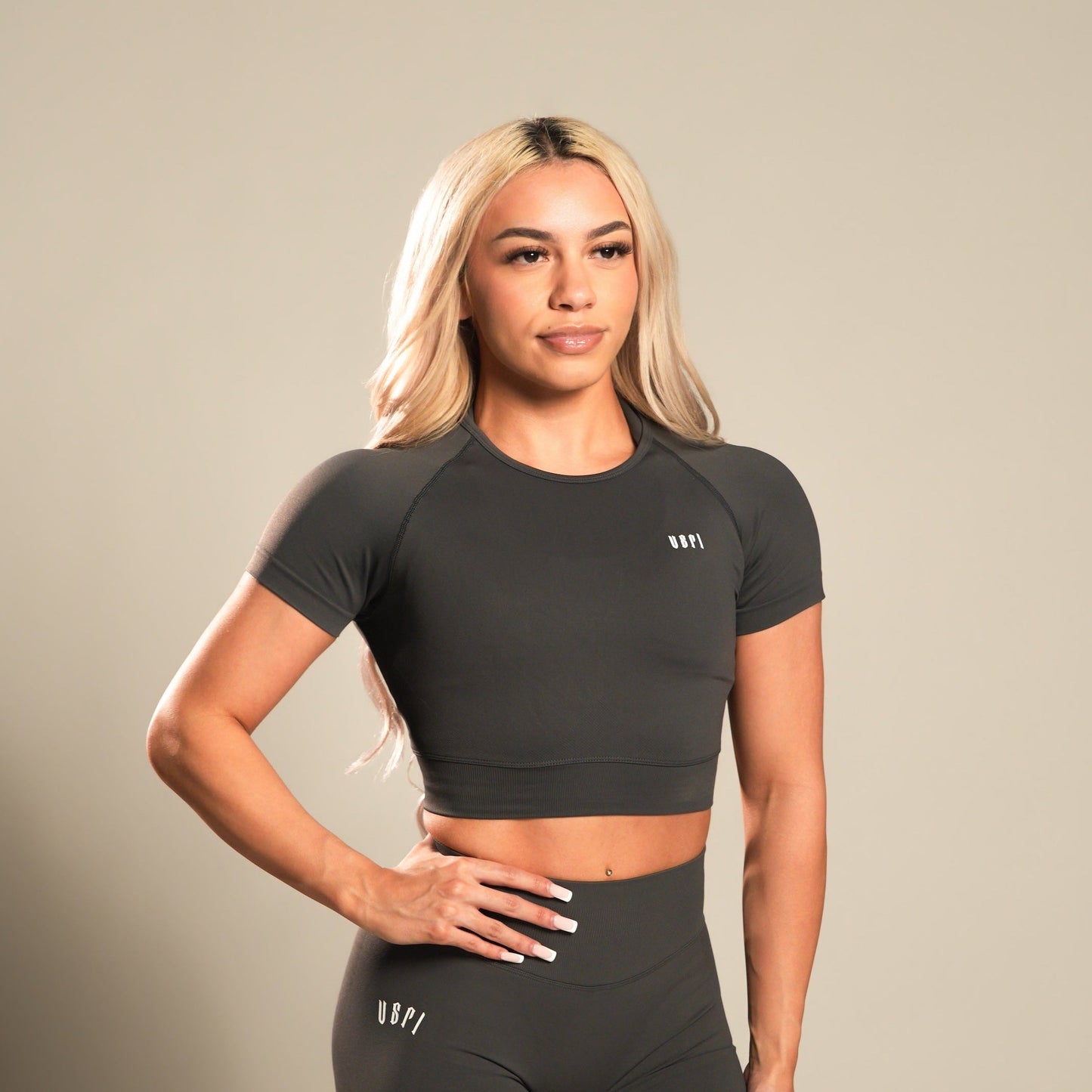 VSRL Active Cropped Short Sleeve T (Shark Grey)
