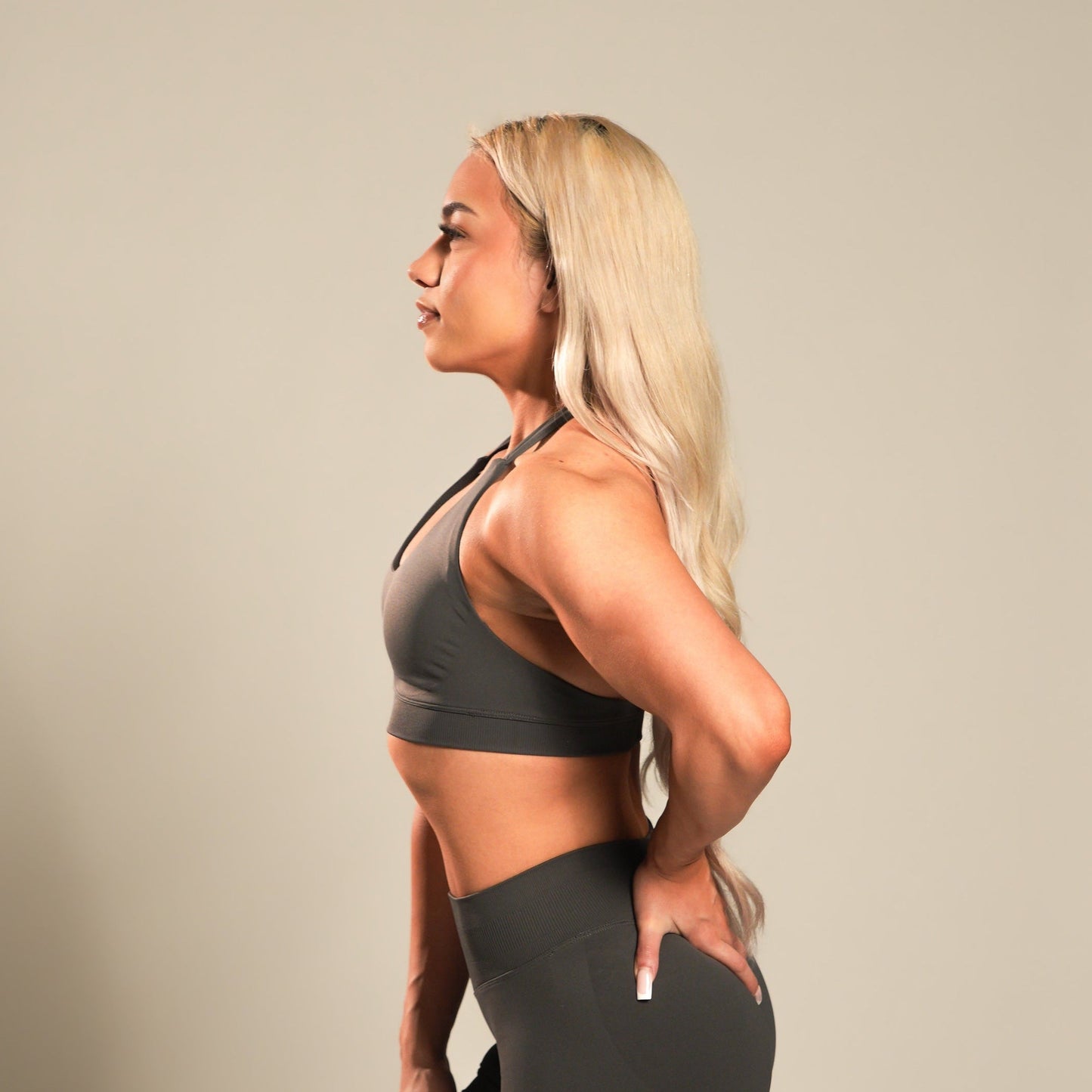 VSRL Halter Sports Bra (Shark Grey)
