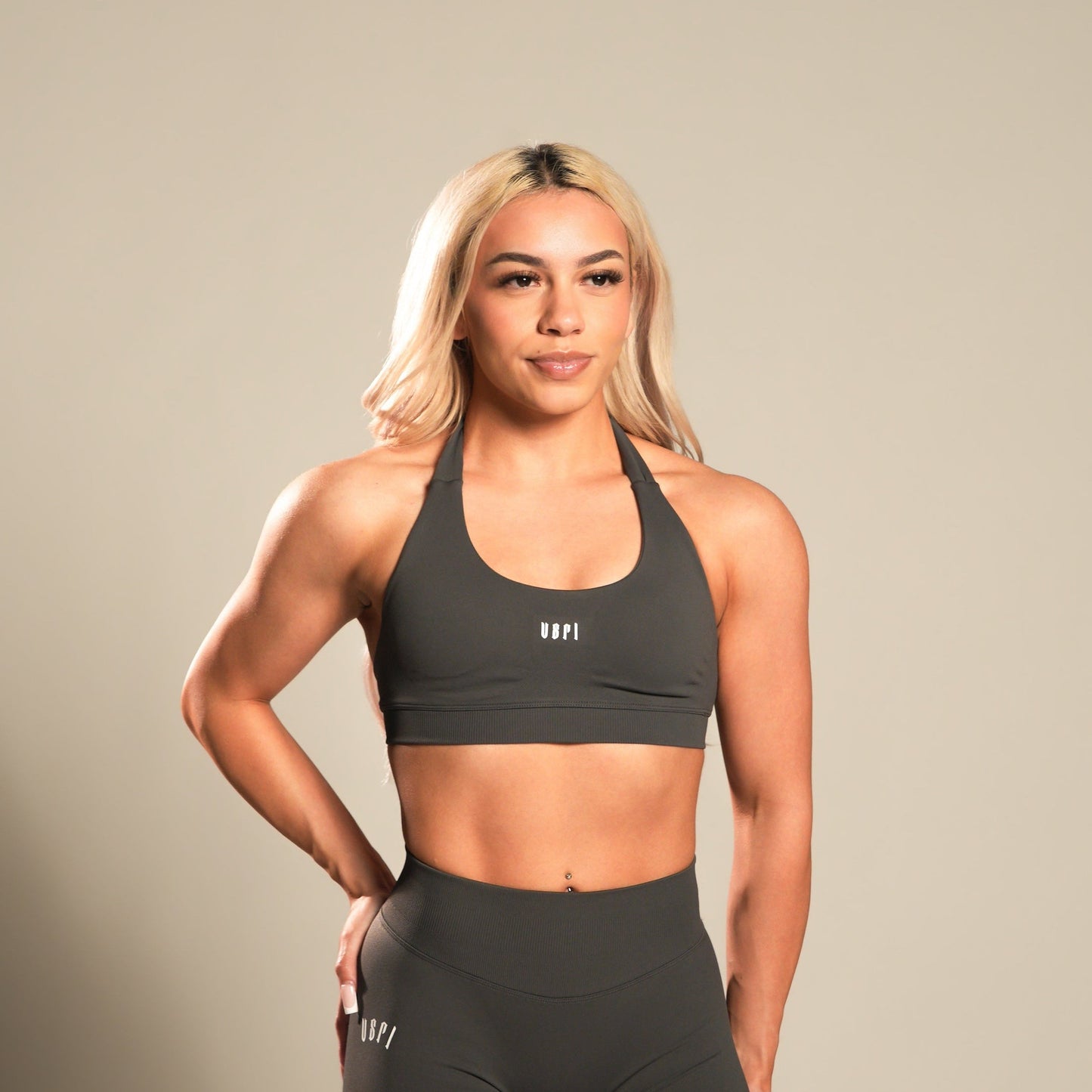 VSRL Halter Sports Bra (Shark Grey)