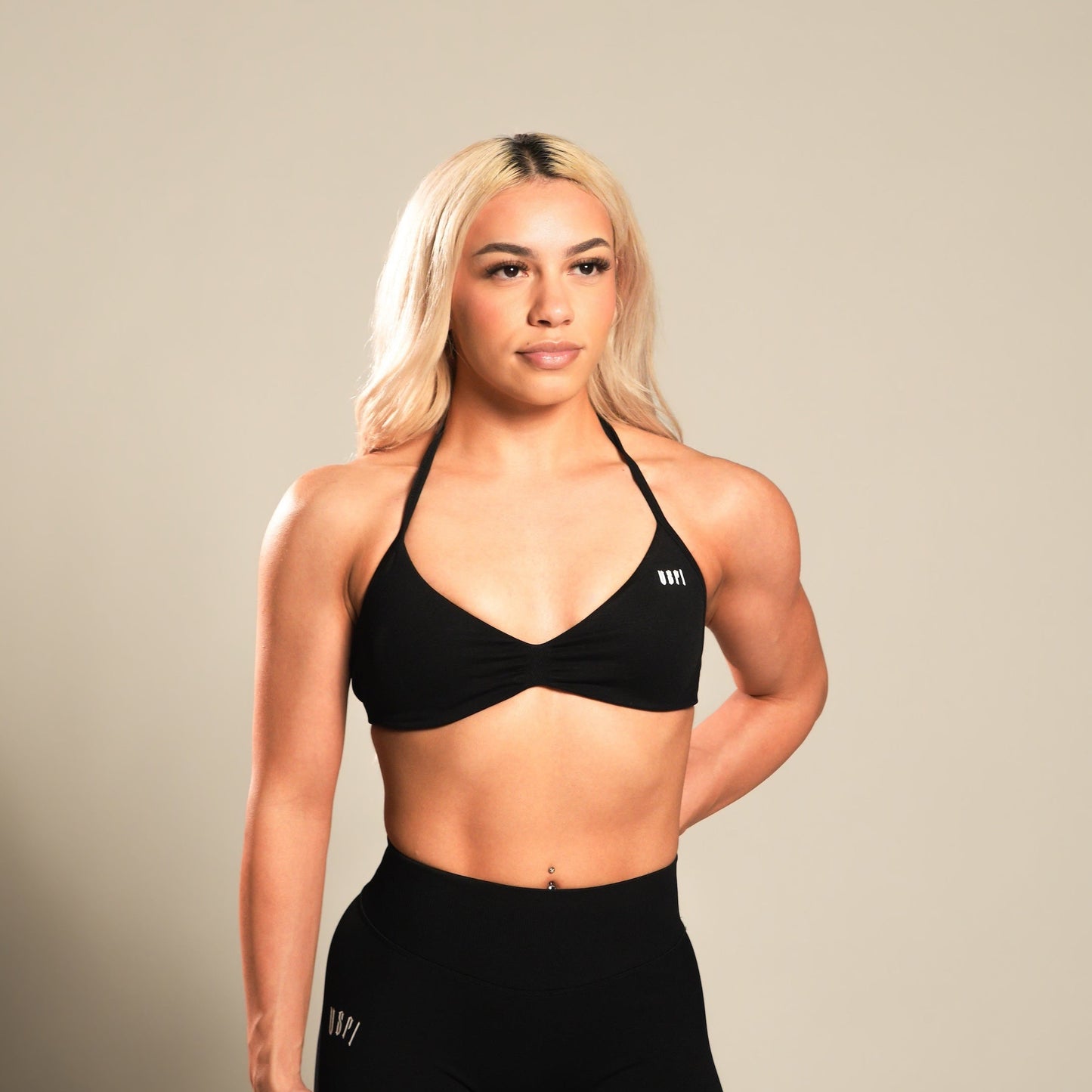 VSRL Halter Minimal Sports Bra (Black)