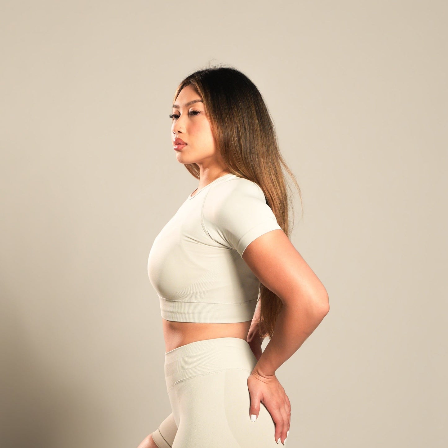 VSRL Active Cropped Short Sleeve T (Beige)