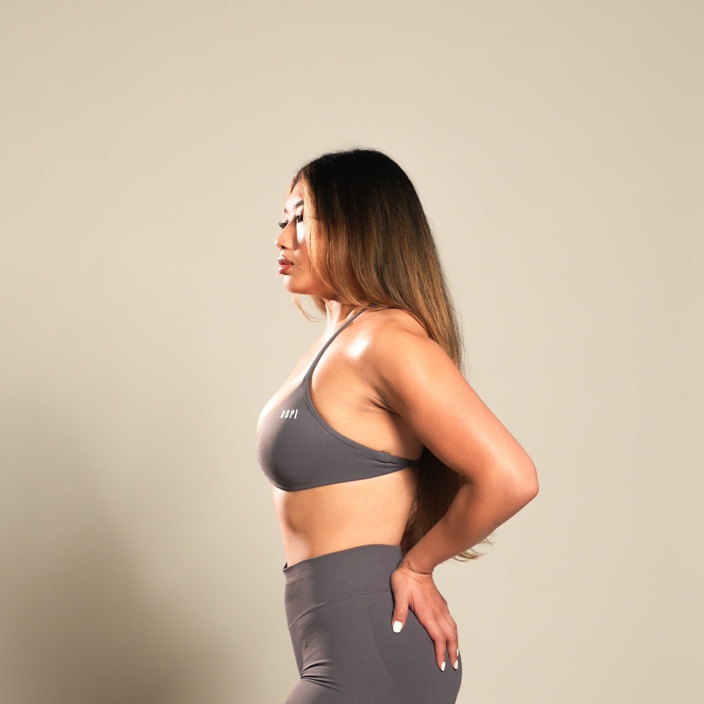 VSRL Halter Minimal Sports Bra (Mushroom Ash)