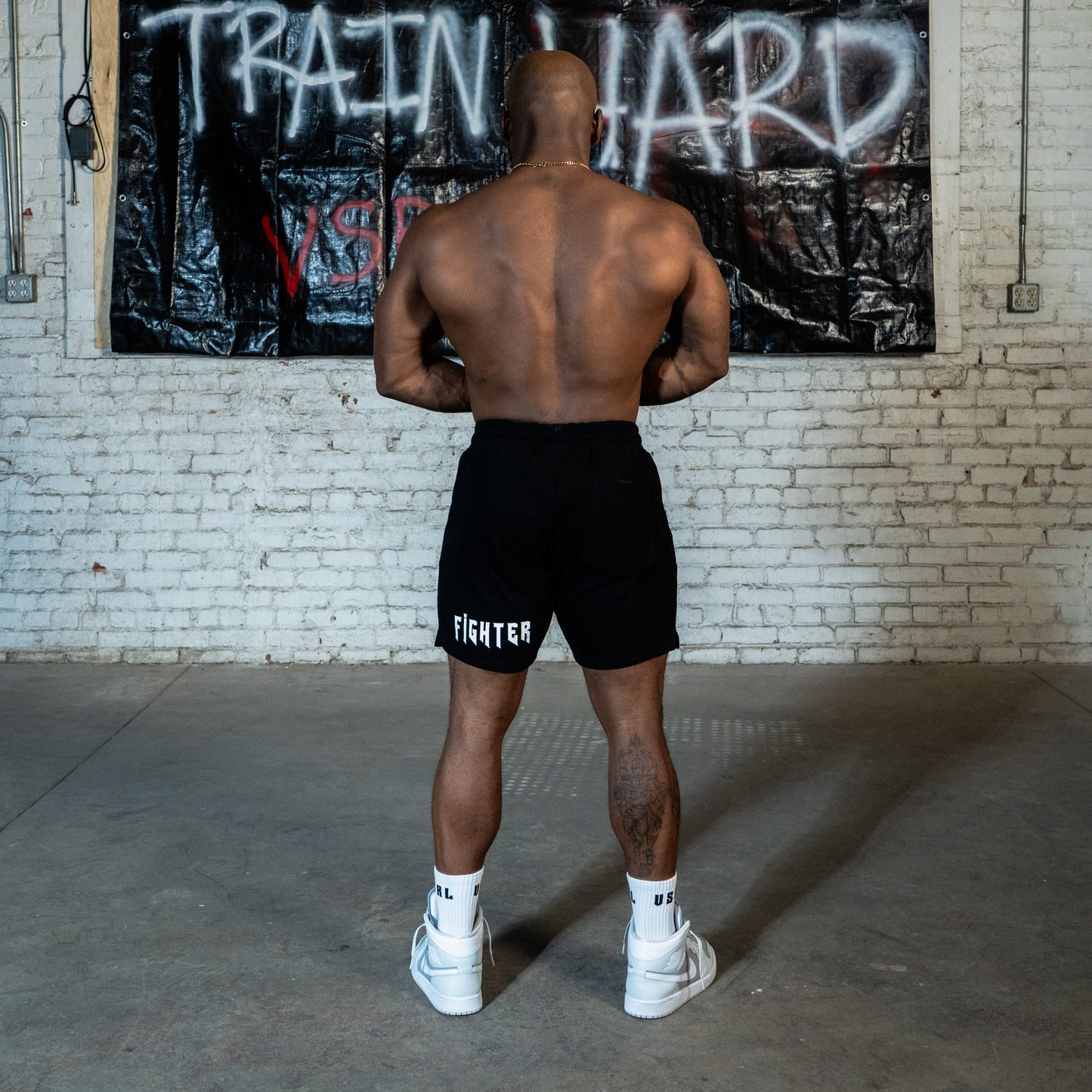 No Surrender (Black) Heavyweight Cotton Shorts