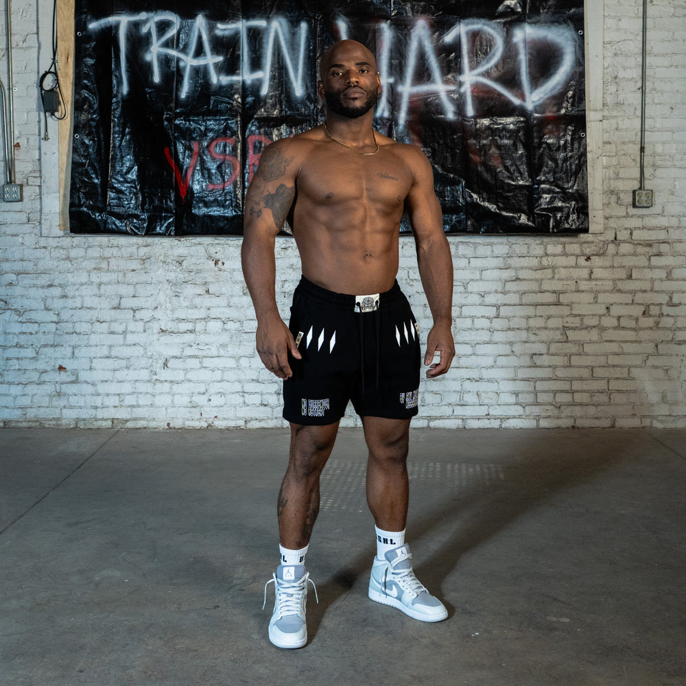 No Surrender (Black) Heavyweight Cotton Shorts
