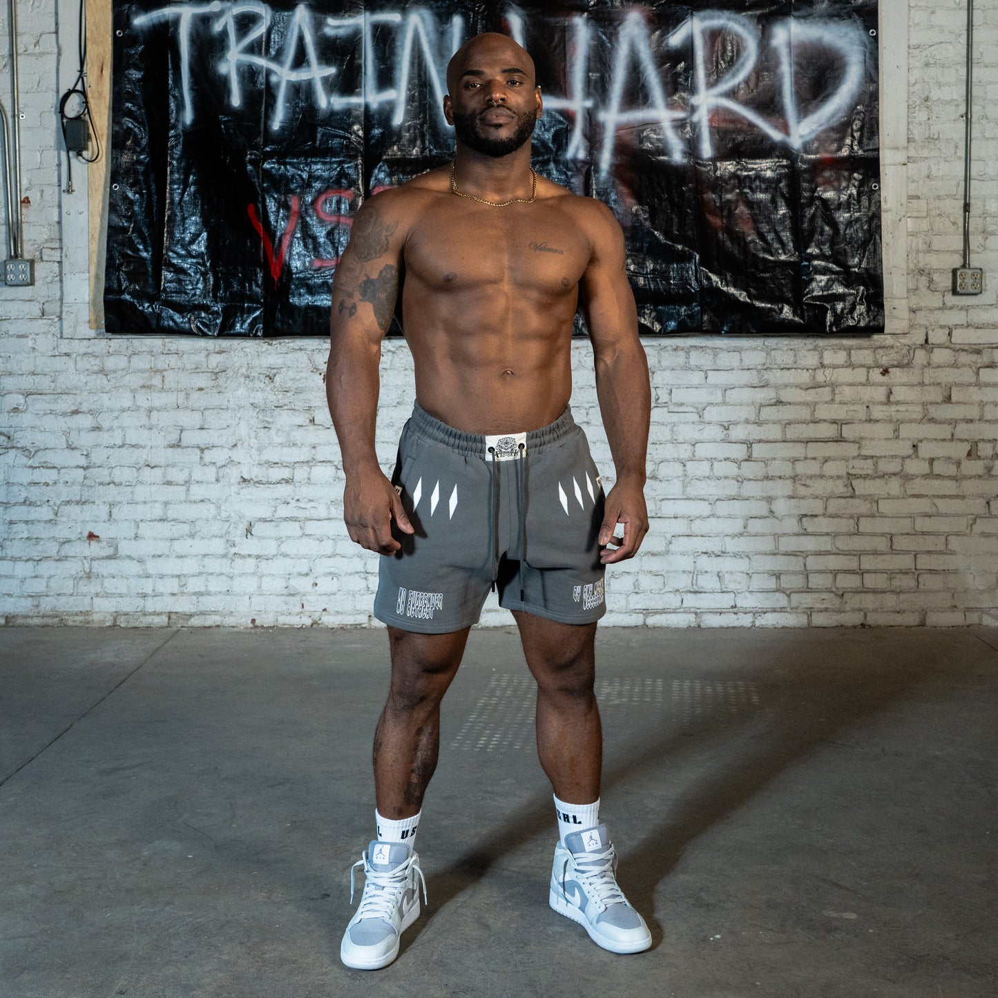 No Surrender (Dark Grey) Heavyweight Cotton Shorts