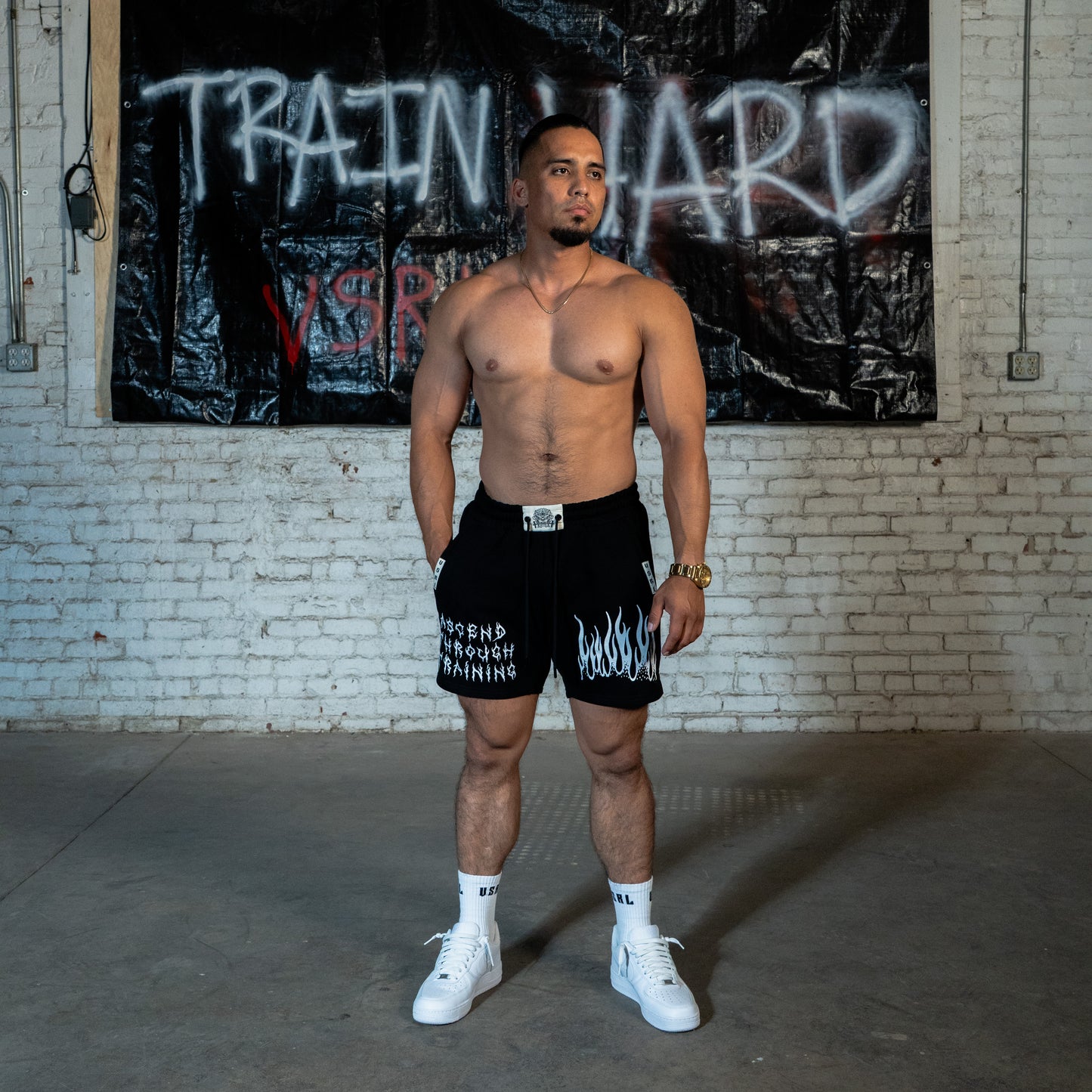 Ascend Through Training (Black) Heavyweight Cotton Shorts
