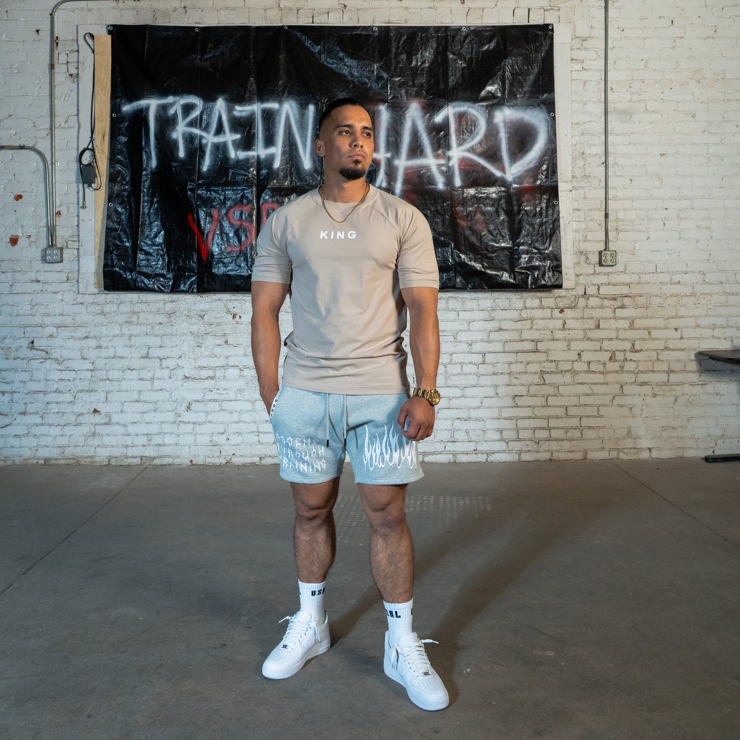 KING (Sand) Fitted Athletic T