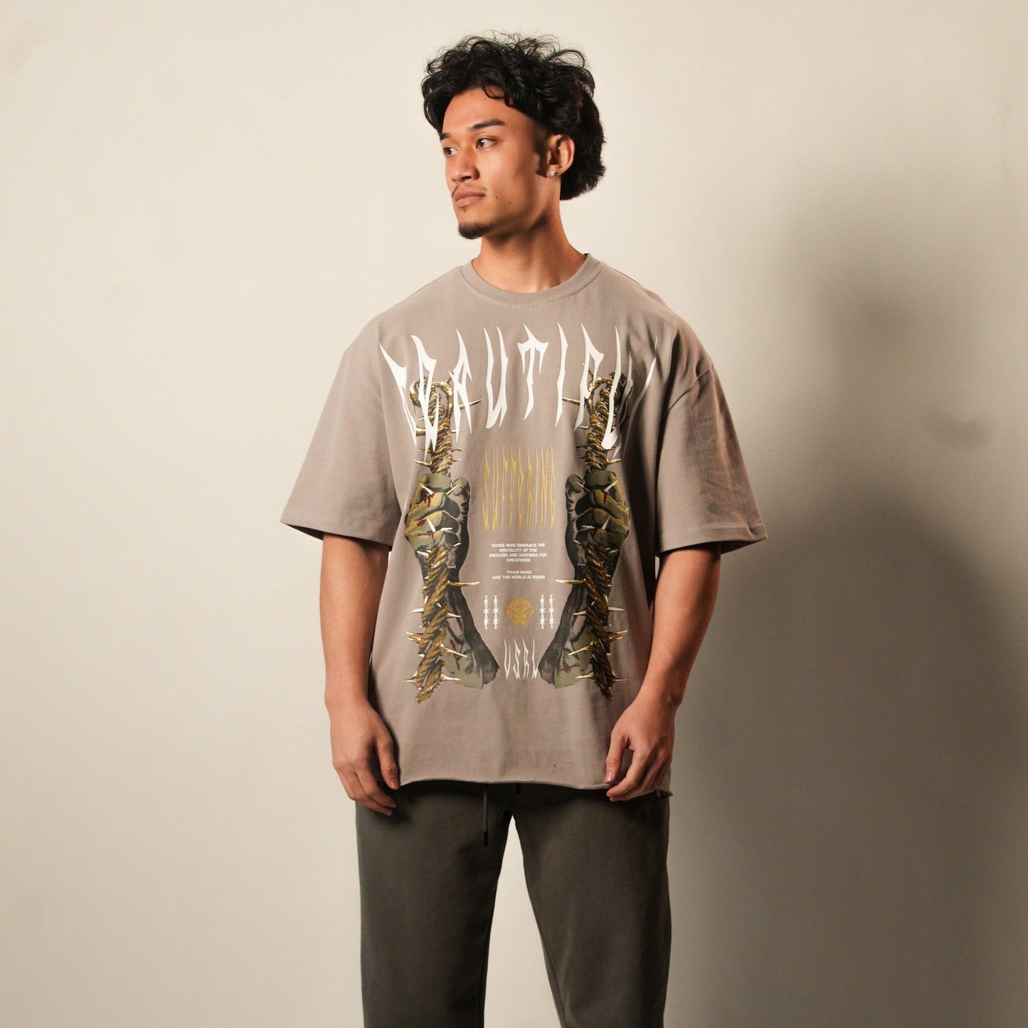 Beautiful Suffering (Stone Grey) Ultra-Heavy Super Oversized T