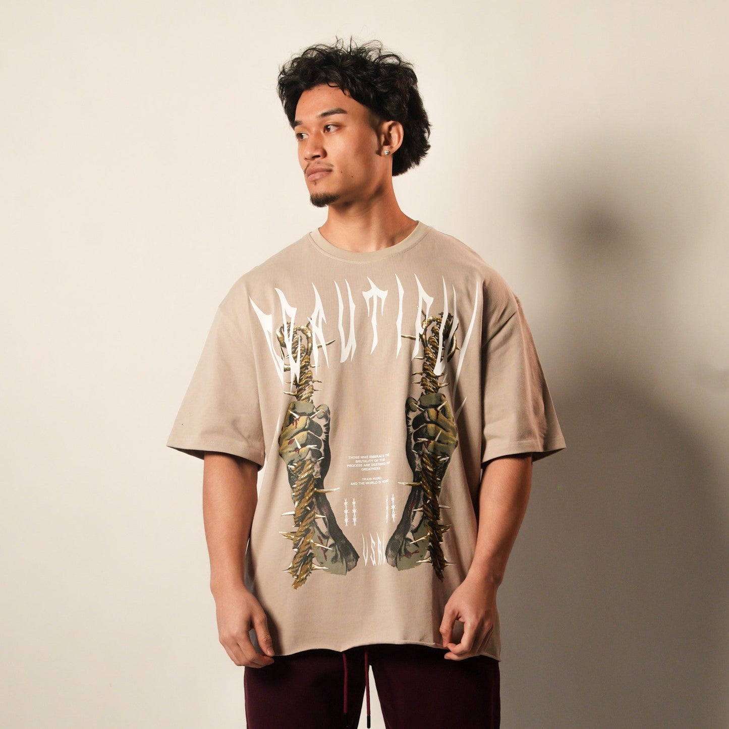 Beautiful Suffering (Beige) Ultra-Heavy Super Oversized T