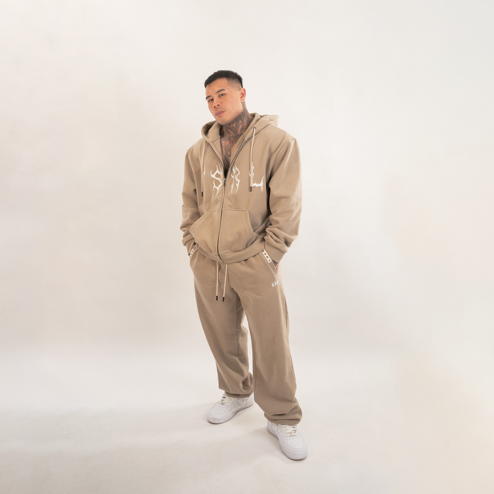Rebirth (Sand) Heavy Oversized Zip Up Hoodie