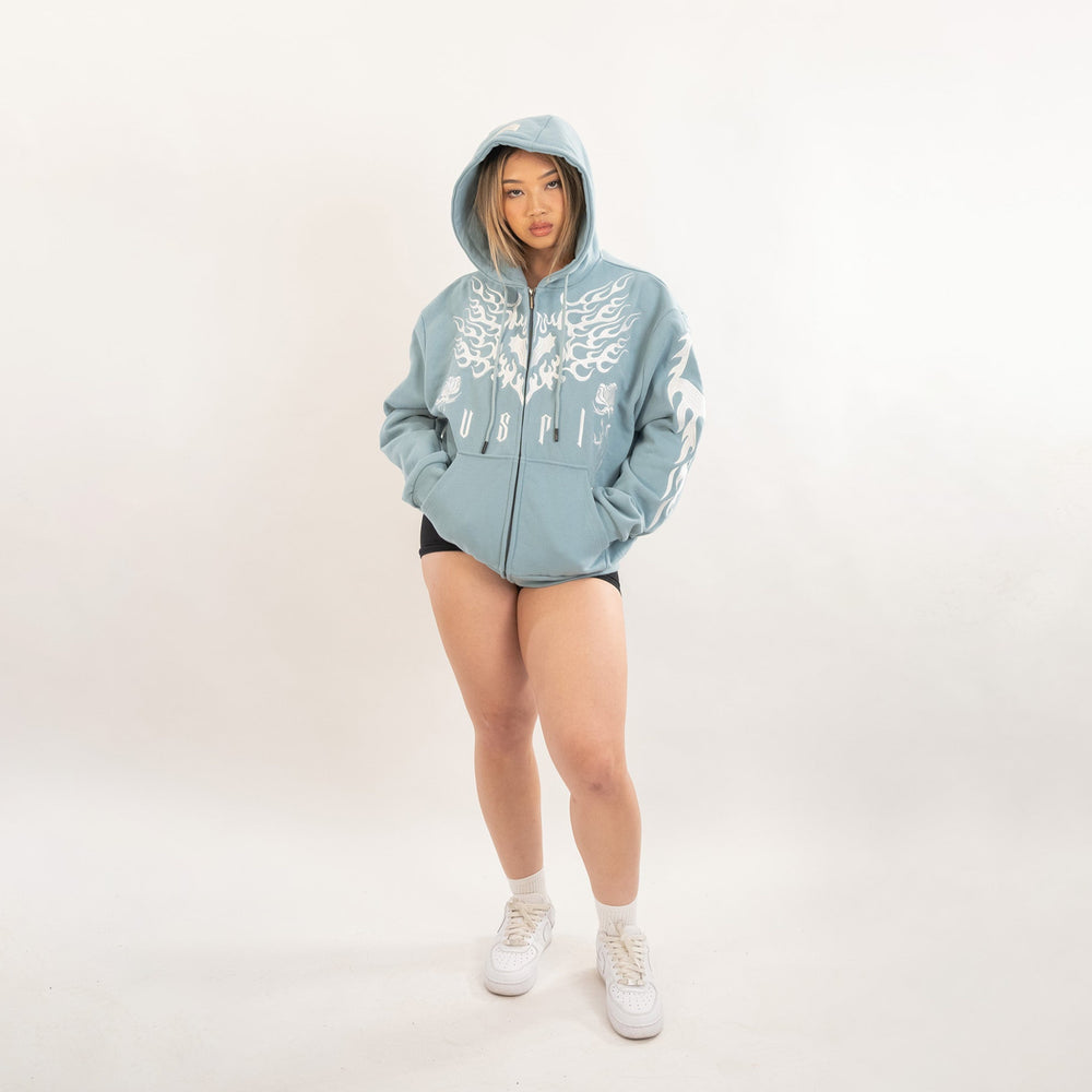 Legends Never Die (Blue) Heavy Oversized Zip Up Hoodie