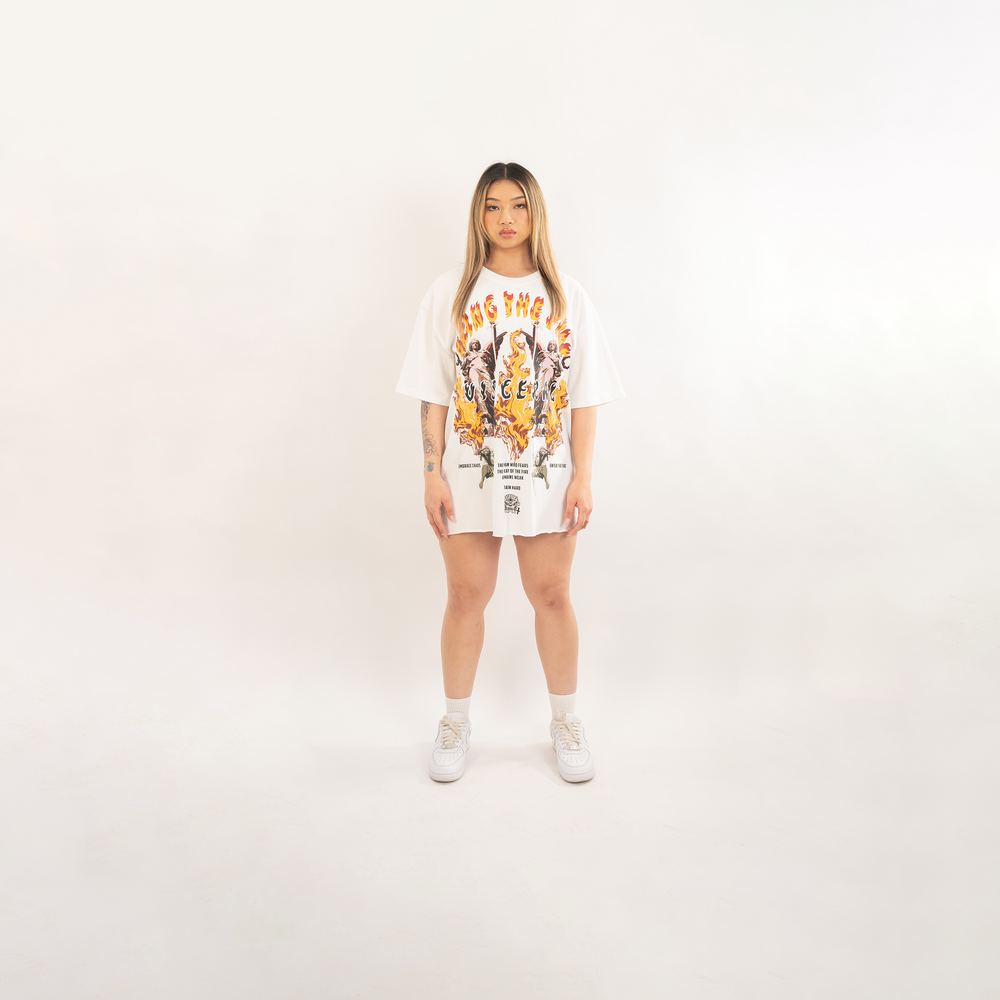 
                      
                        "Bring the Fire" (White) Ultra-Heavy Super Oversized T
                      
                    