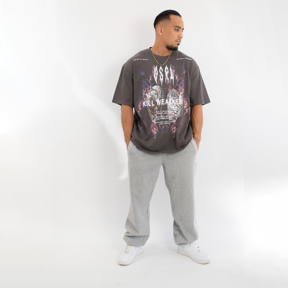 Kill Weakness 2 (Grey) Ultra-Heavy Super Oversized T